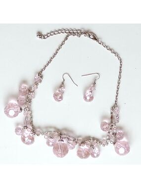 PRETTY BAUBLE PINK BLUSH Necklace and Earrings Set Vintage